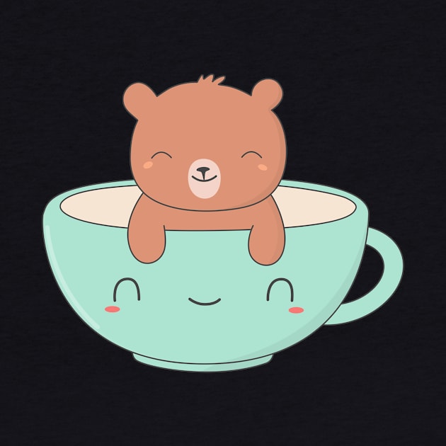 Kawaii Brown Bear Coffee T-Shirt by happinessinatee